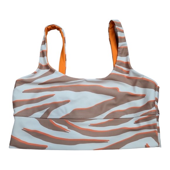 BEACH RIOT Leah bra top cloud cream zebra print orange cream brown sports bra M - Picture 7 of 15